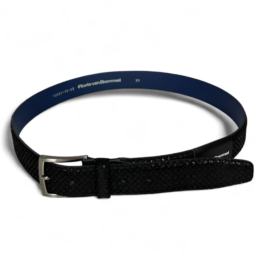 Van Bommel Heren Riem Suède Leder Reptielpatroon Zwart Black Heren