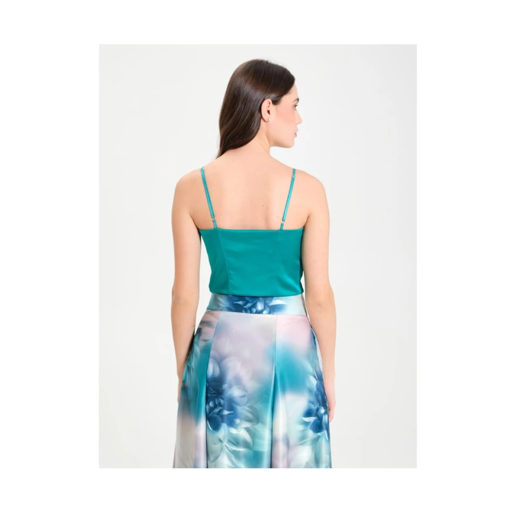 RINASCIMENTO Satijnen Corset met Zichtbare Stiksels Green Dames