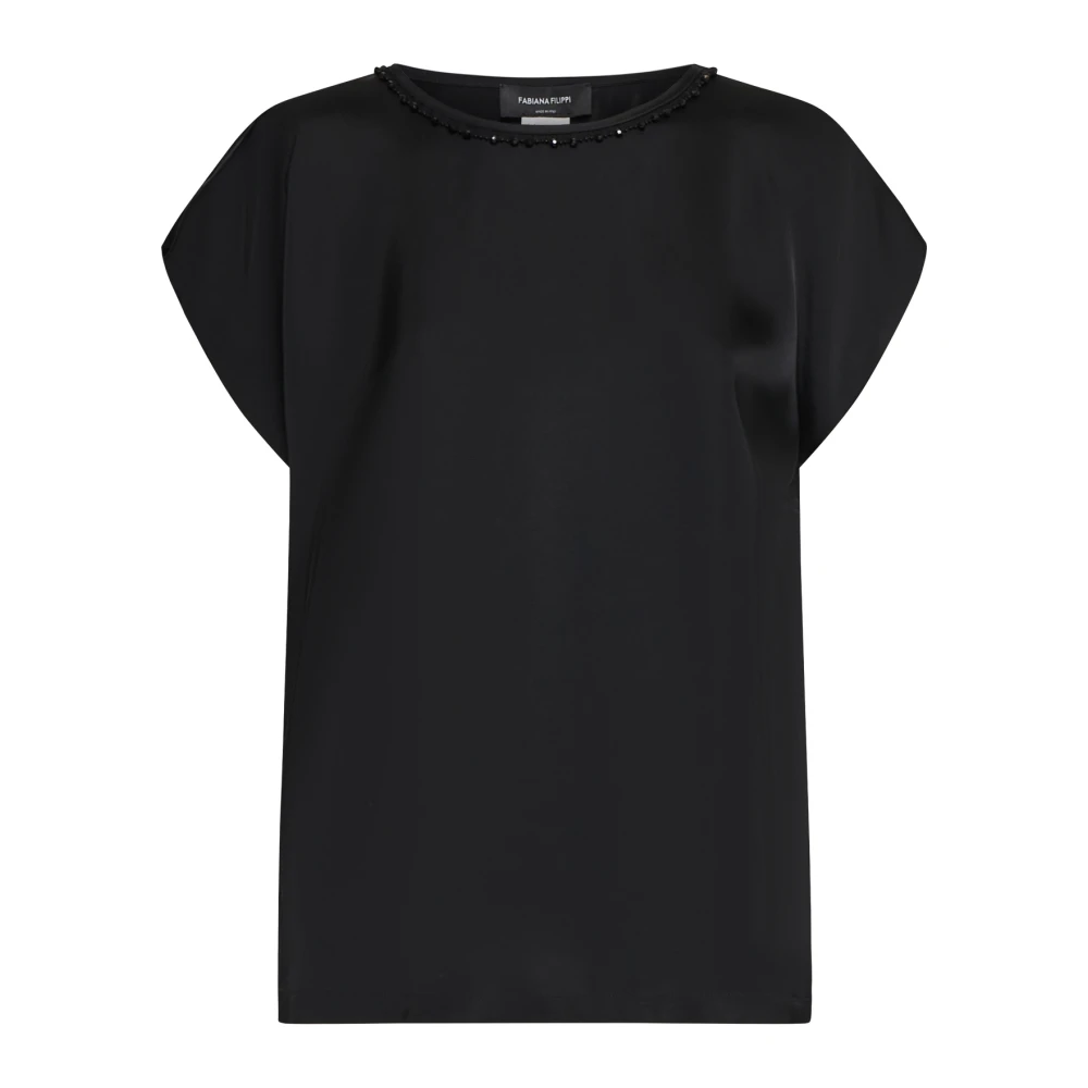 Fabiana Filippi Zwarte Top Elegante Stijl Black Dames