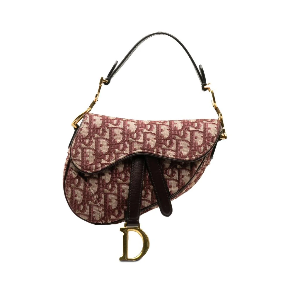 Dior Vintage Women's Red Pre-Owned Saddle Mini Bag Oblique Jacquard