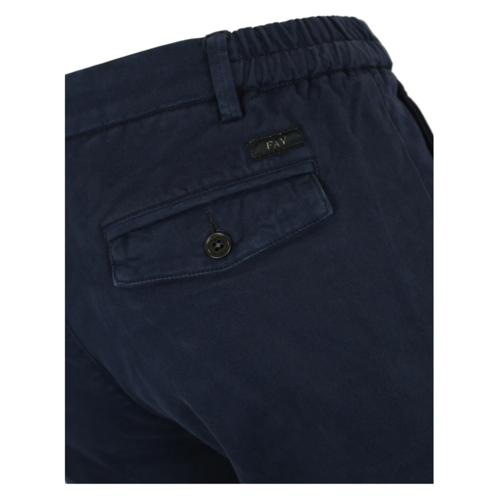 Fay Blauwe Katoenen Gabardine Slim Fit Broek Blue Heren