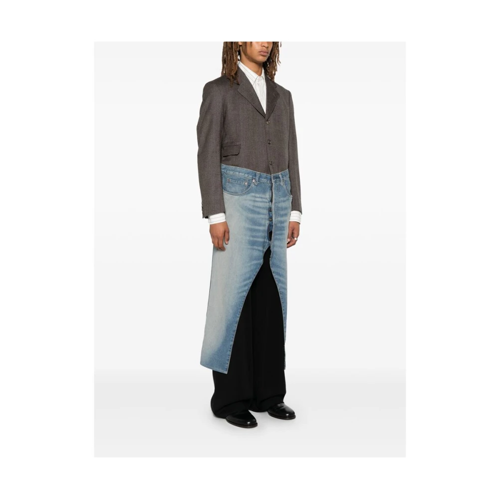 Junya Watanabe Bruin Blauw Wol Denim Jas Multicolor Heren