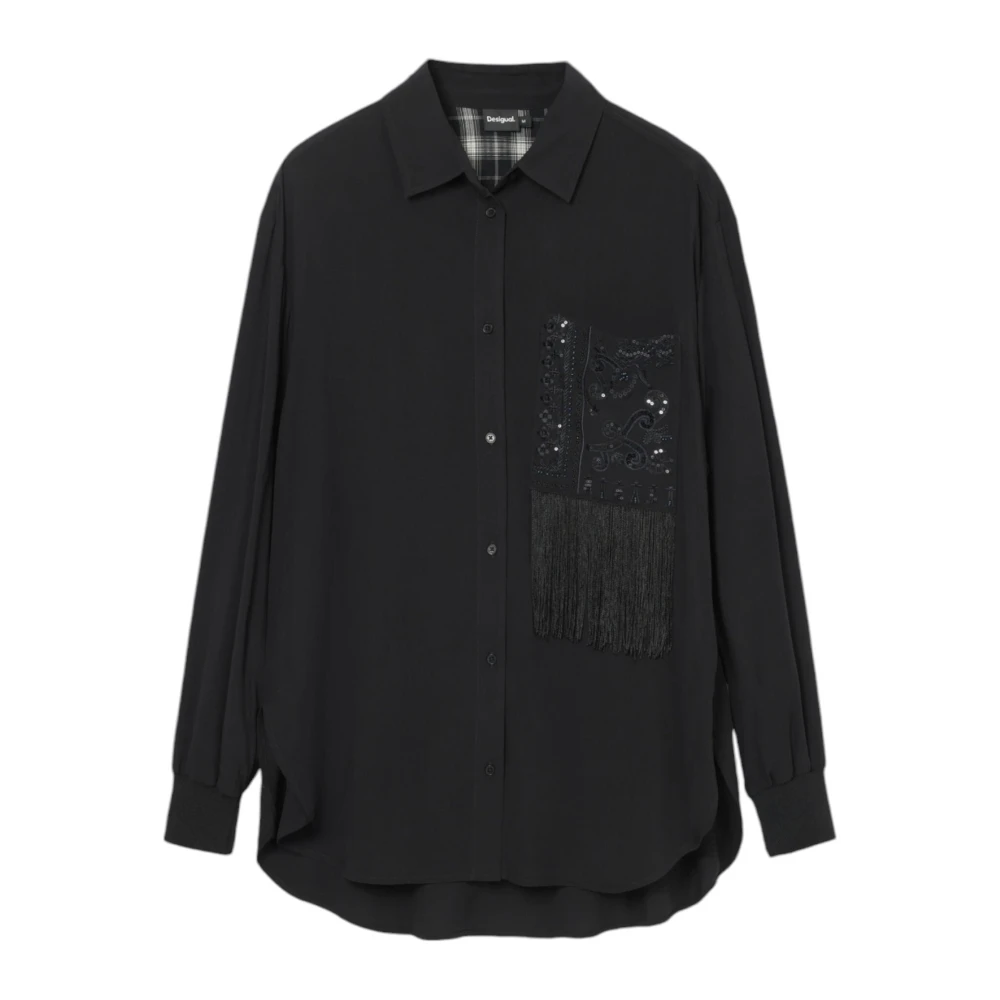 Desigual Zwarte Geknoopte Damesoverhemd Black Dames