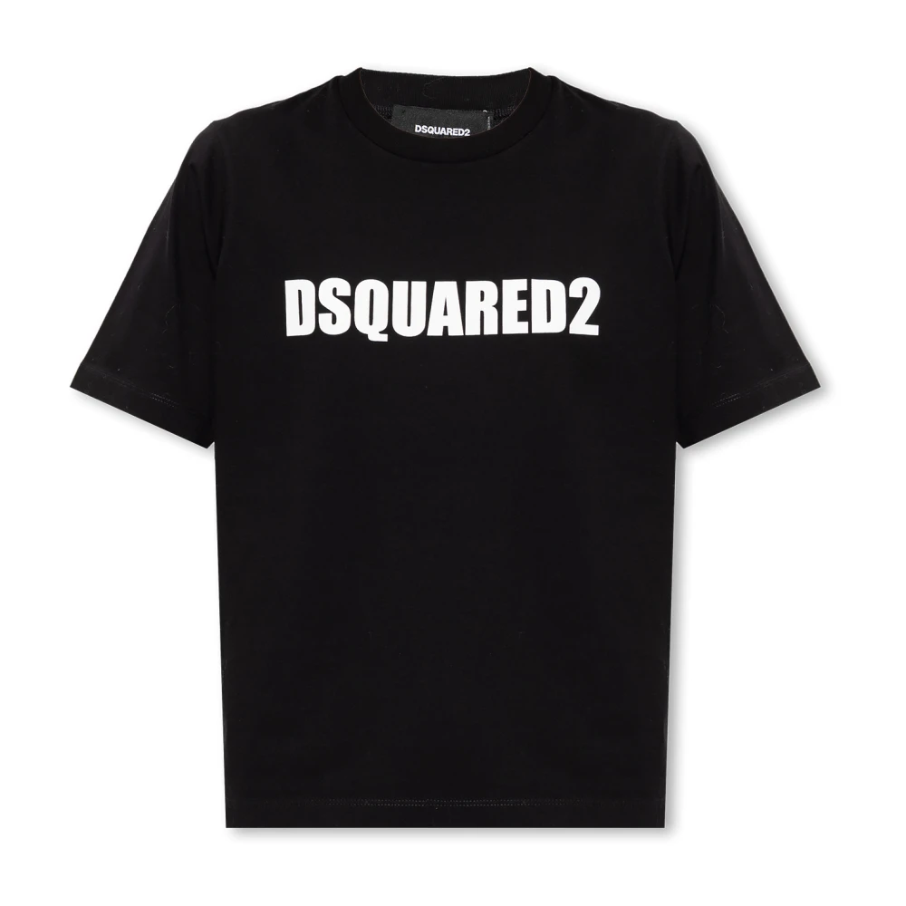 Dsquared2 Bedrukt Zwart Katoenen T-shirt Black Dames