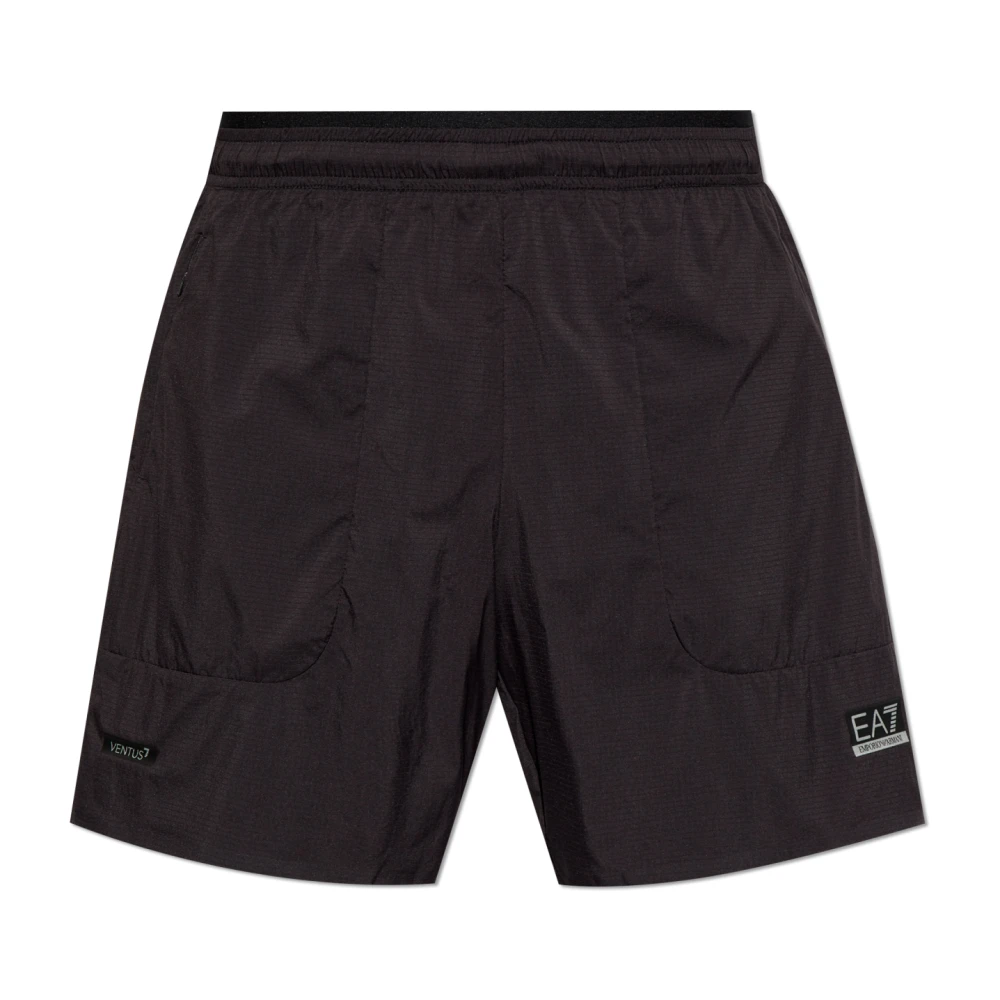 Emporio Armani EA7 Shorts met bedrukt logo Black Heren