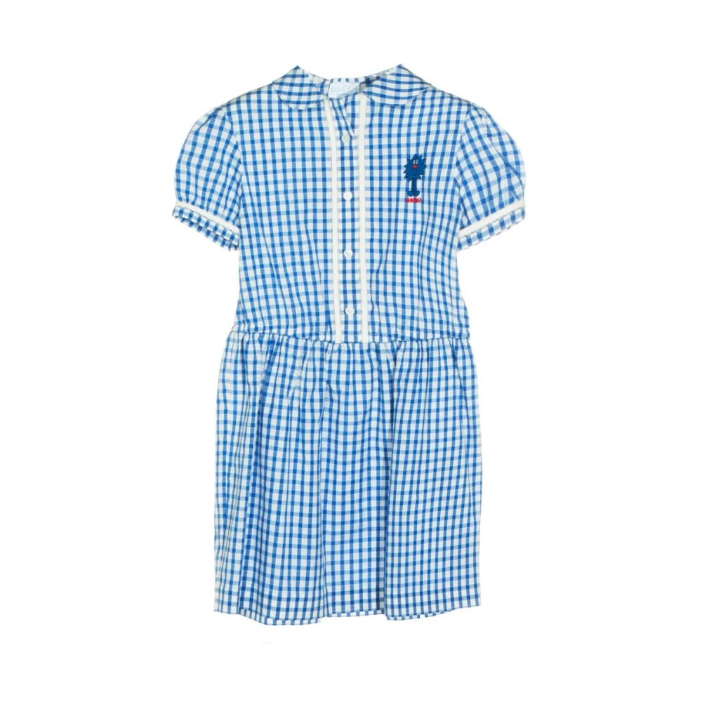 Gucci Blue Dresses, Female, 8 Y, Check Embroidered Dress