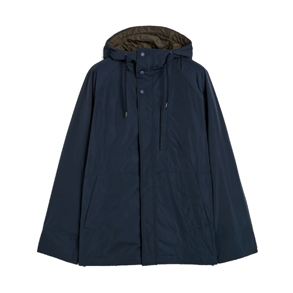 Aspesi Korte Marine Technische Taffeta Parka Blue Heren