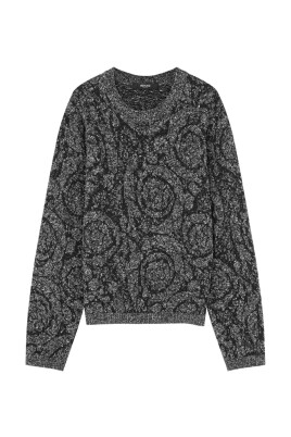 pull-noir-a-col-rond-jacquard