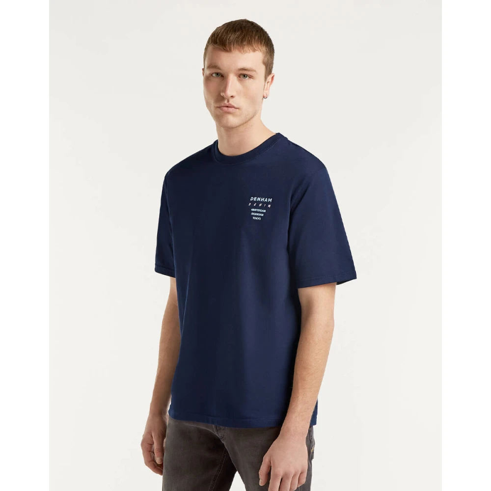 Denham The Jeanmaker Wave Tee Korte Mouw T-shirt Blue Heren