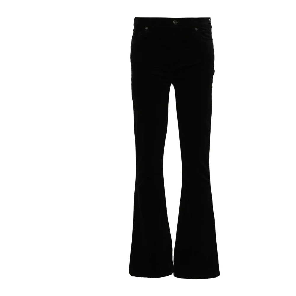 7 For All Mankind Svarta sammet utsvängda jeans Black, Dam