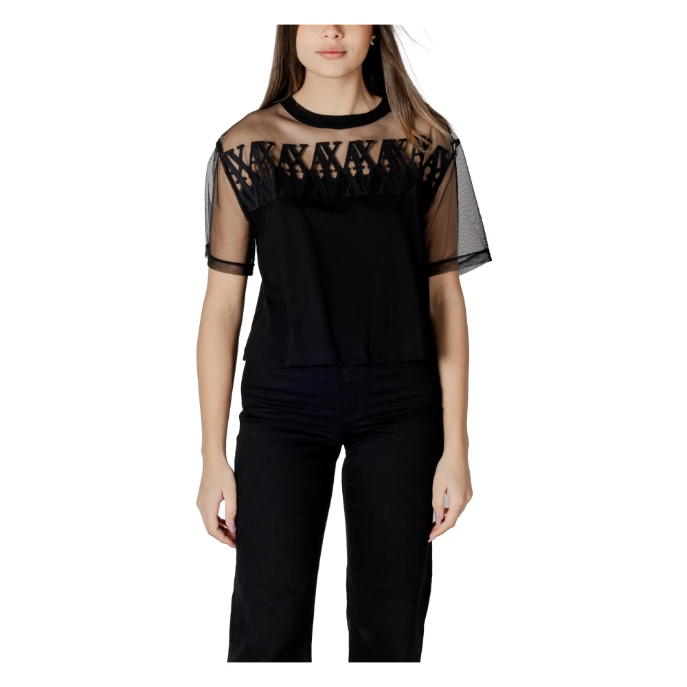 Armani Exchange Korte mouwen katoenen T-shirt collectie Black Dames