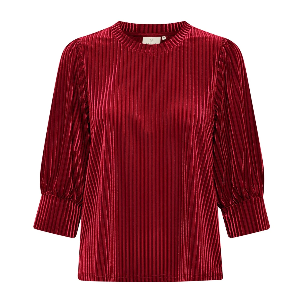 Kaffe Women's Red Blouses, S, Haute Blouse With Puff Sleeves
