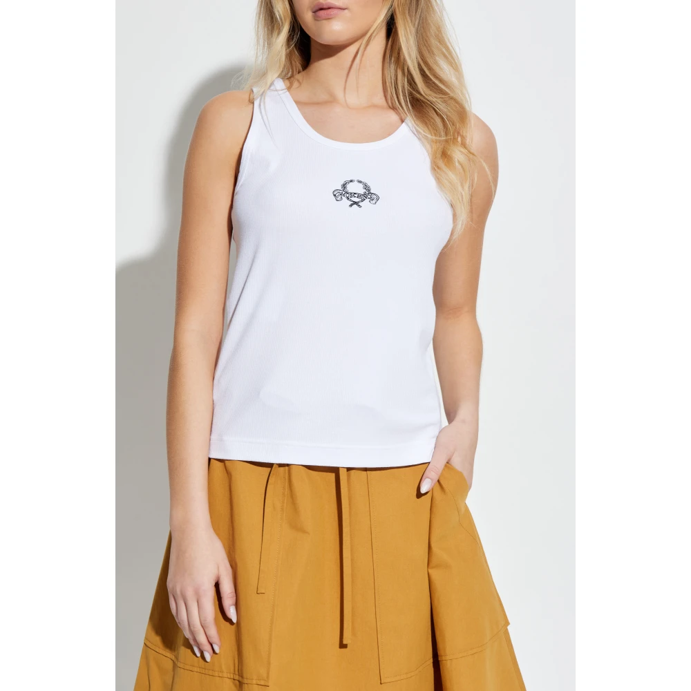 Moschino Geribbelde top White Dames