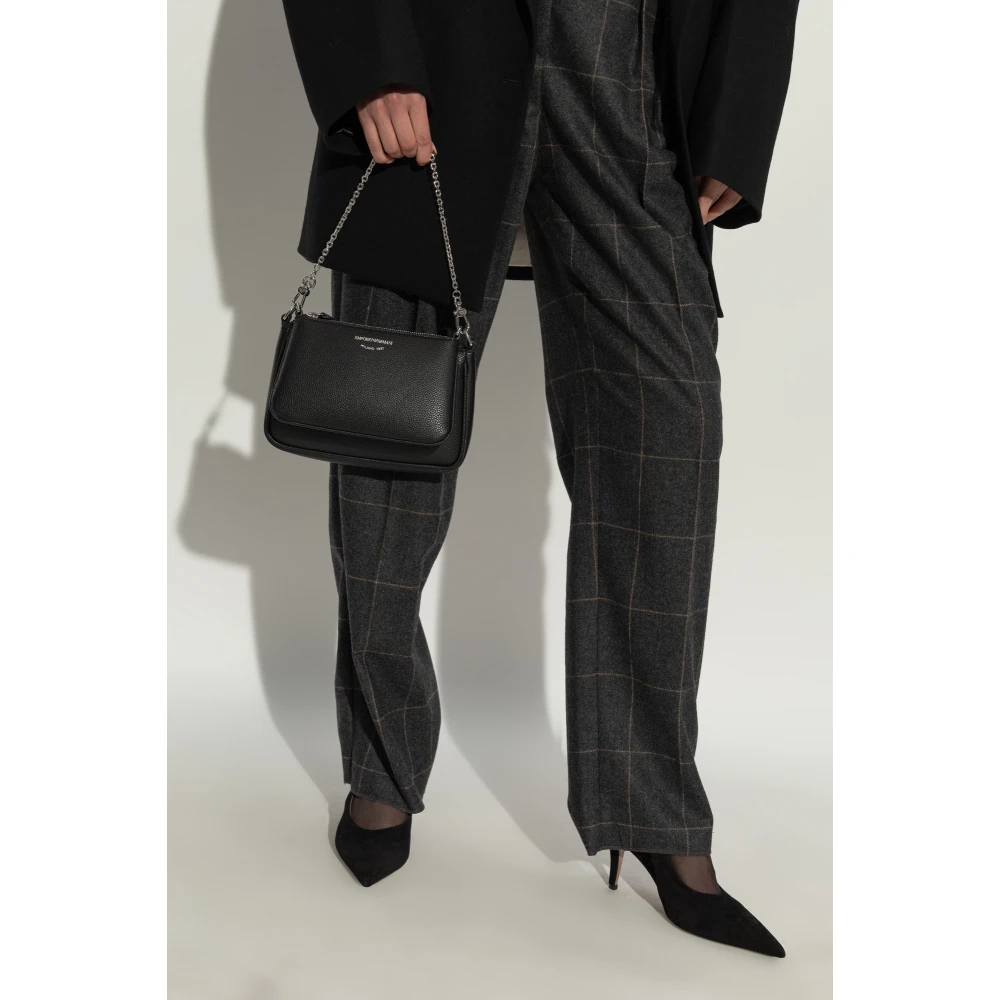 Emporio Armani Schoudertas met bedrukt logo Black Dames