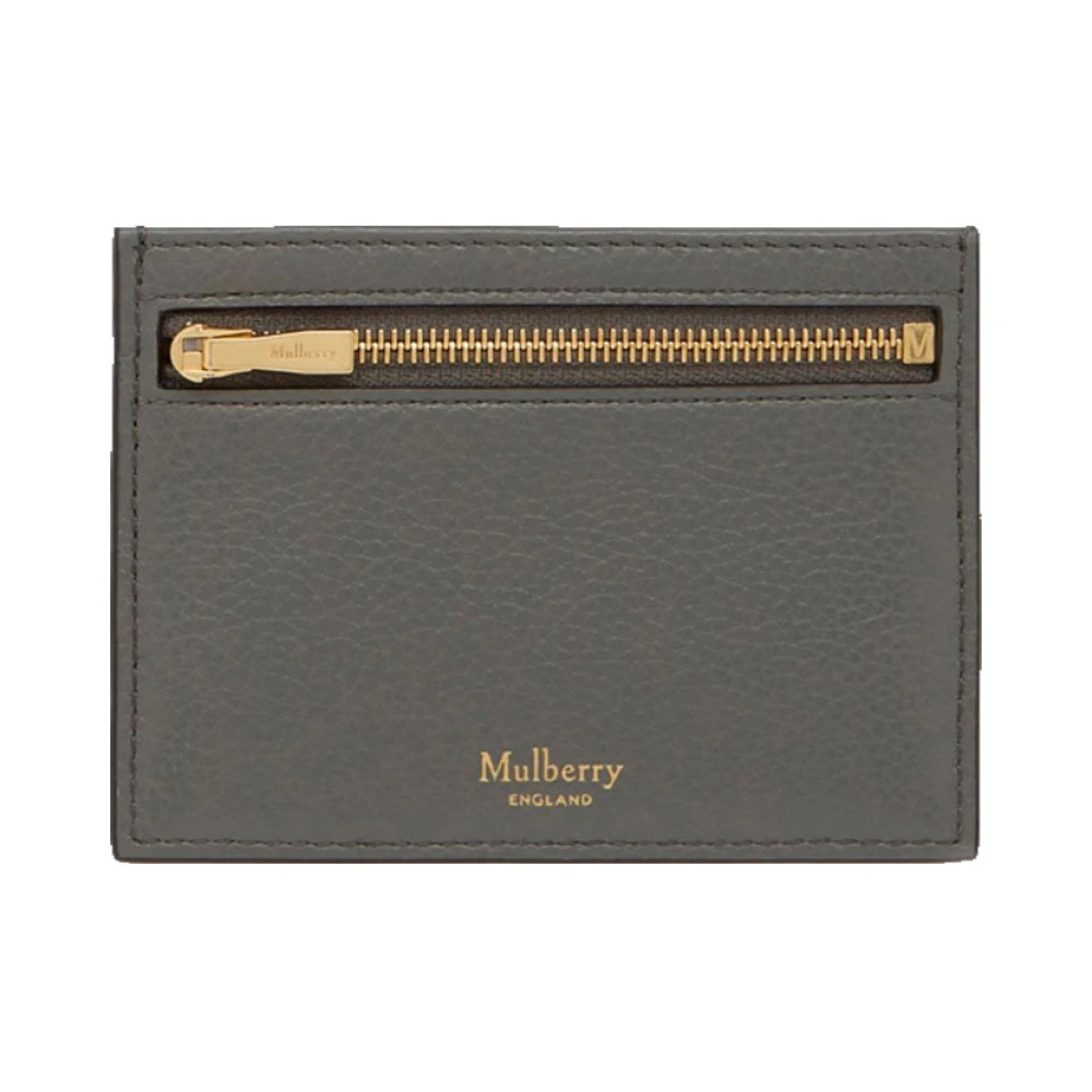 Mulberry Men's Gray Wallets & Cardholders, One Size, Leather Zip Cardholder Wallet
