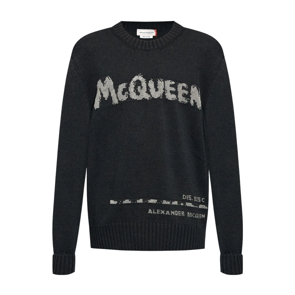 Alexander mcqueen Zwarte Biologisch Katoenen Graffiti Sweater Black Heren