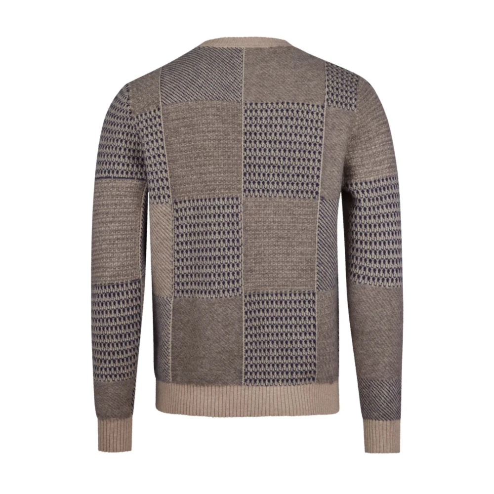 Stenströms Geruite Crew Neck Wollen Trui Beige Heren