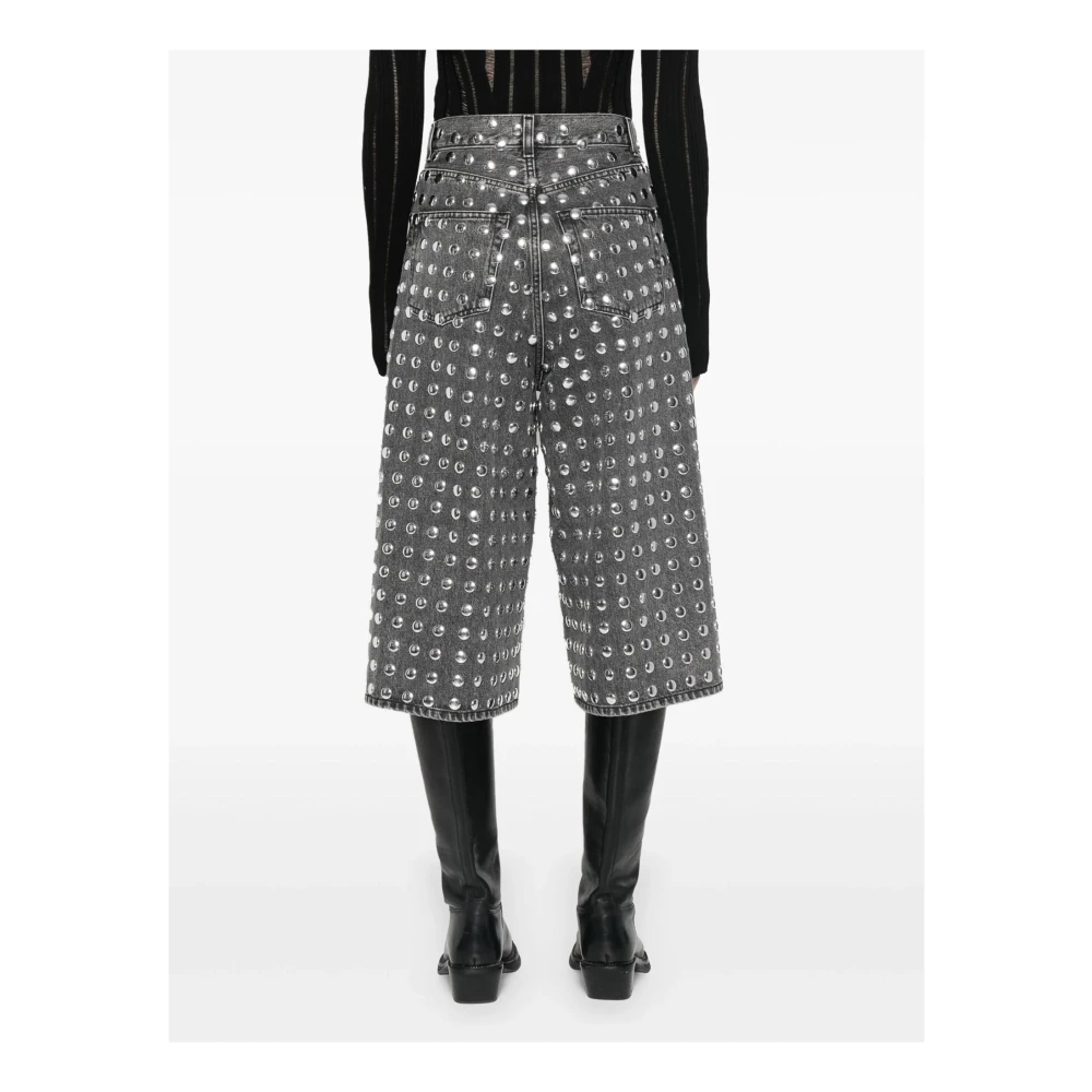 Haikure Zwarte Denim Shorts met Zilveren Studs Black Dames