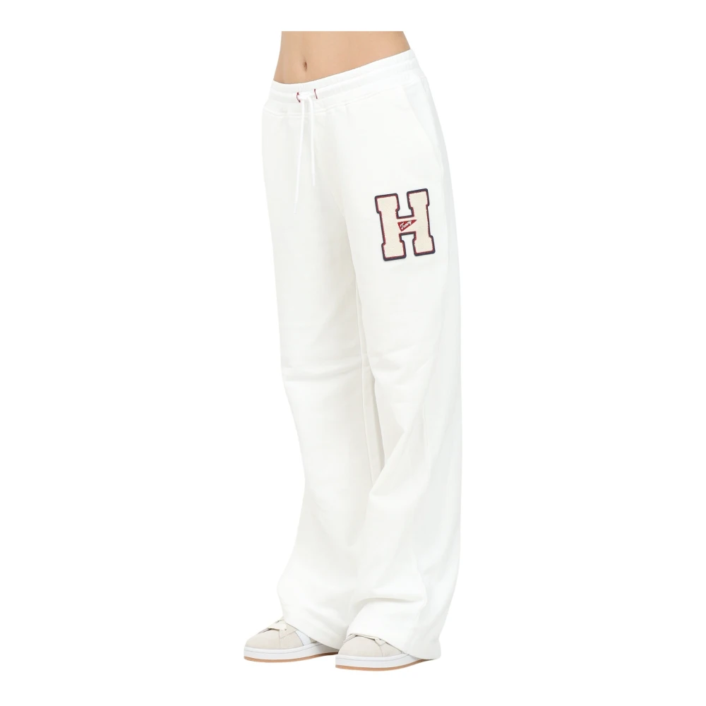 Tommy Jeans Witte sportieve broek met wijde pijpen White Dames