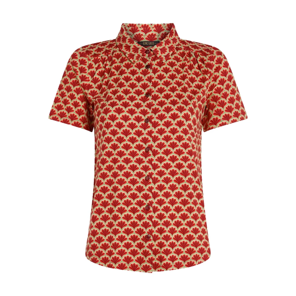 king louie Maisie korte mouw blouse Red Dames