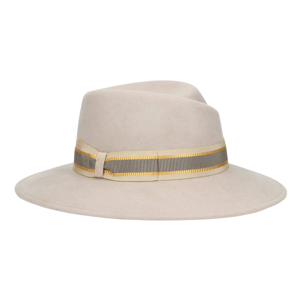 Borsalino Gestreepte wollen vilthat White Dames