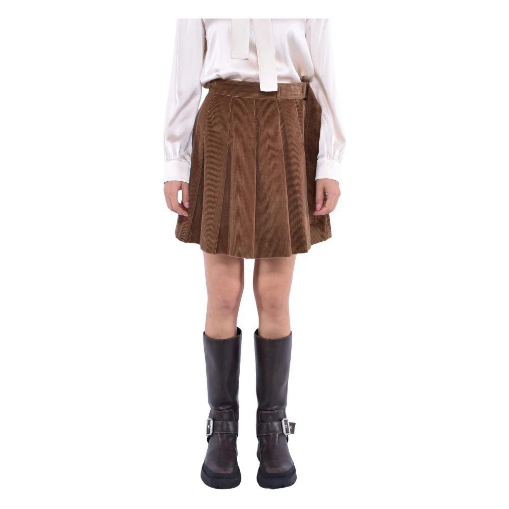 Max Mara Weekend Fluwelen Geplooide Minirok Yellow Dames