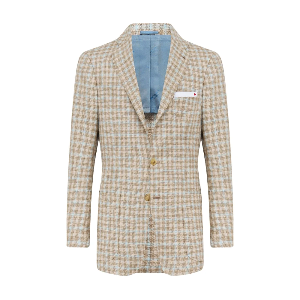 Kiton Luxe Micro Check Blazer Multicolor Heren
