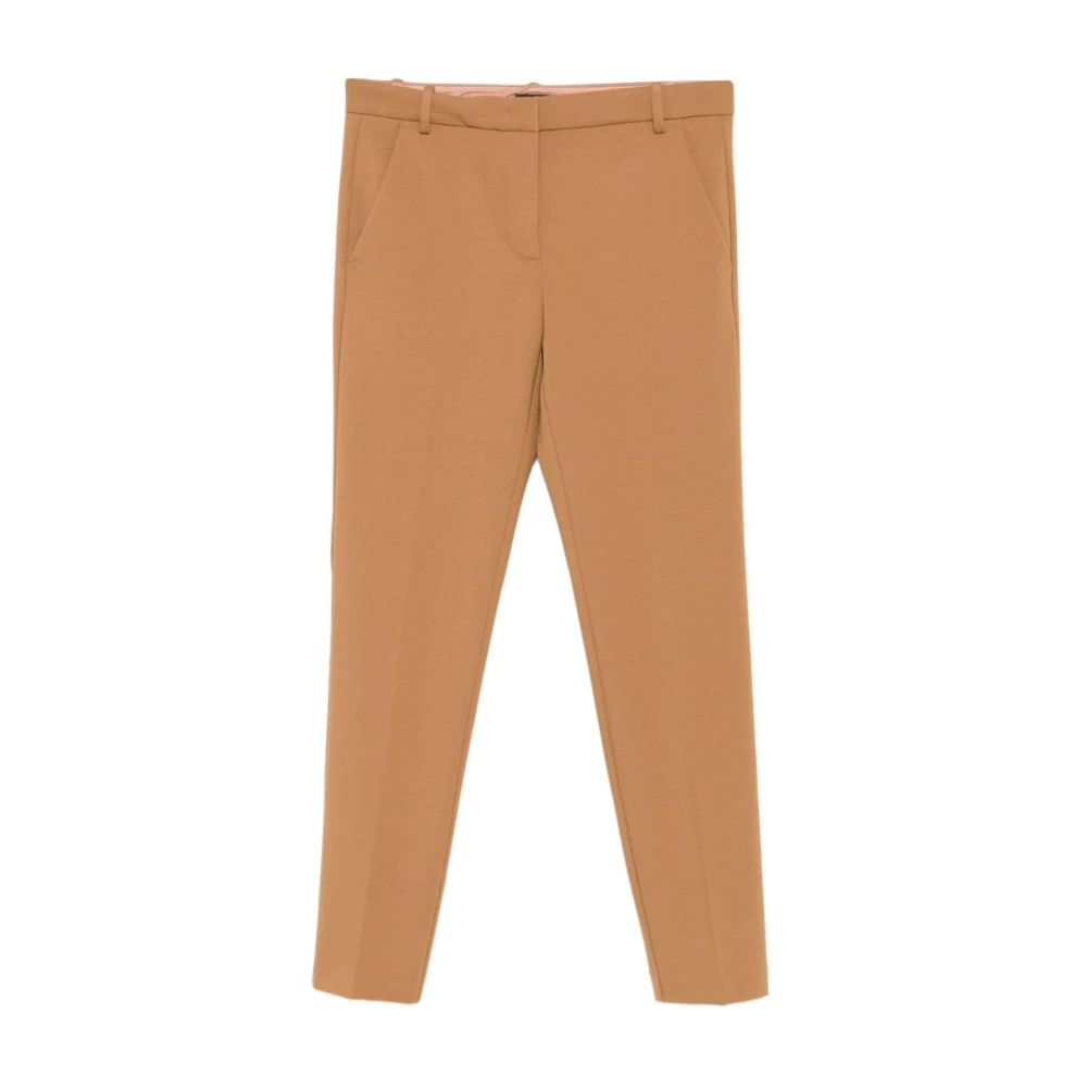 Pinko Women's Brown Silk & Nylon Trousers - Slim-Fit Trousers - M - Trousers