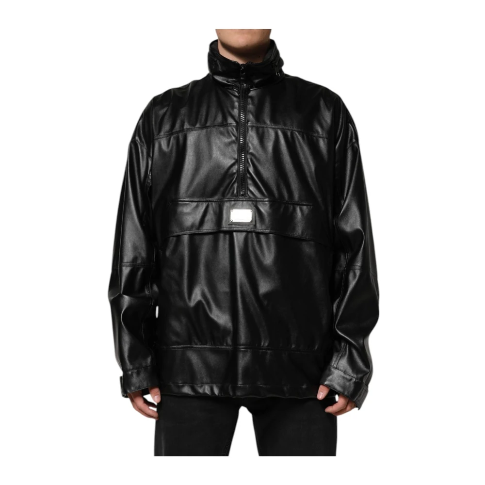 Dolce & Gabbana Men's Black Logo Plaque Bomber Jacket
