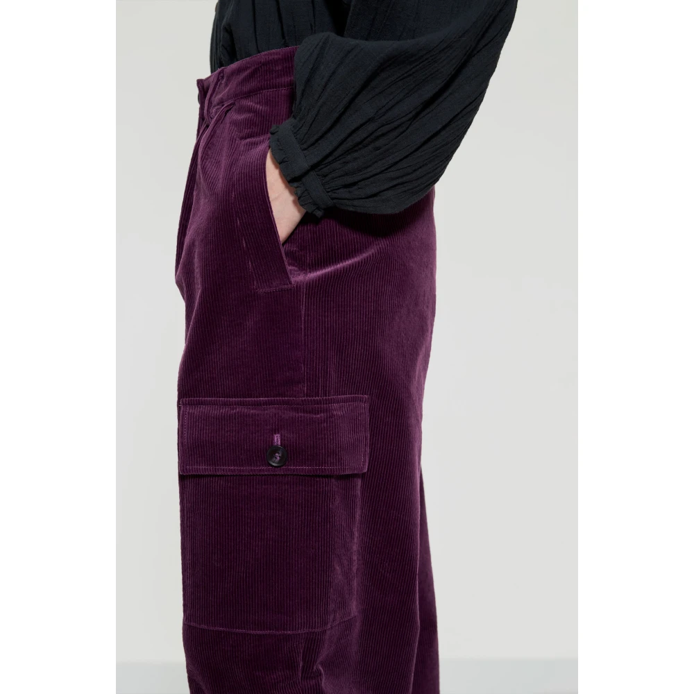 Antik batik Tilda fluwelen cargobroek Purple Dames