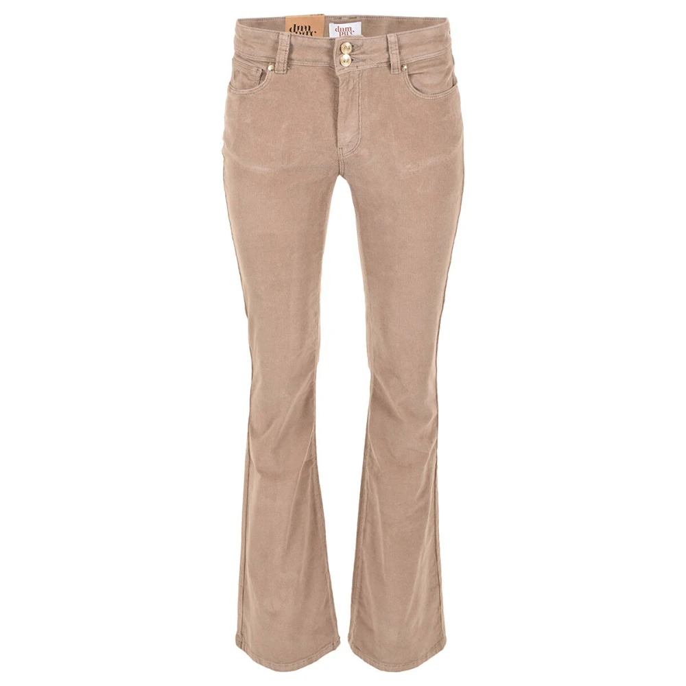 DNM Pure Flared Broek Velvet Flynn Stijl Beige Dames