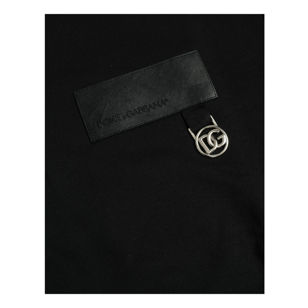 Dolce & Gabbana Zwart Logo Sweatshirt Katoen Crew Neck Black Heren