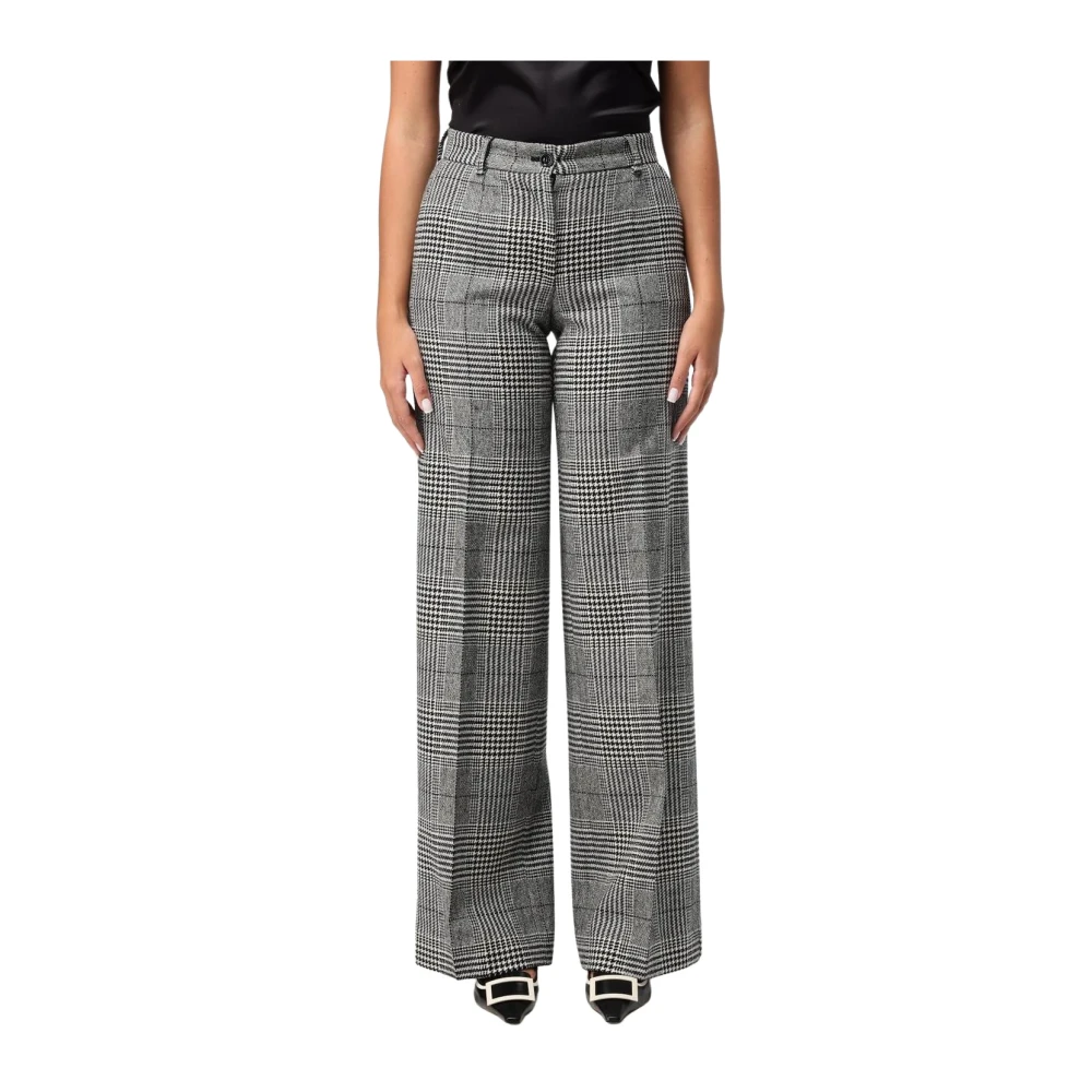 Dolce & Gabbana Women's Gray Wide Leg Plaid Trousers