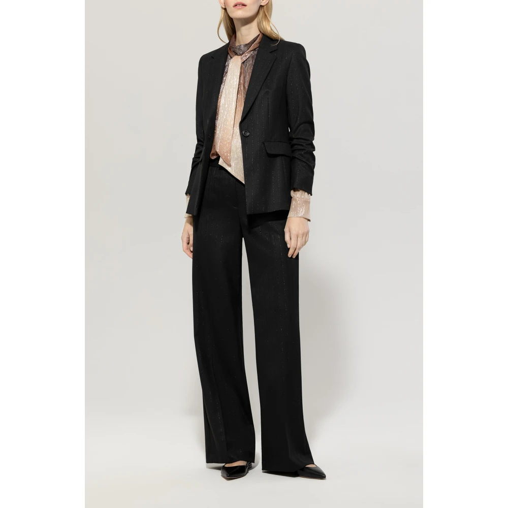 LUISA CERANO Blazer met Pinstripes en Enkele Knoop Black Dames