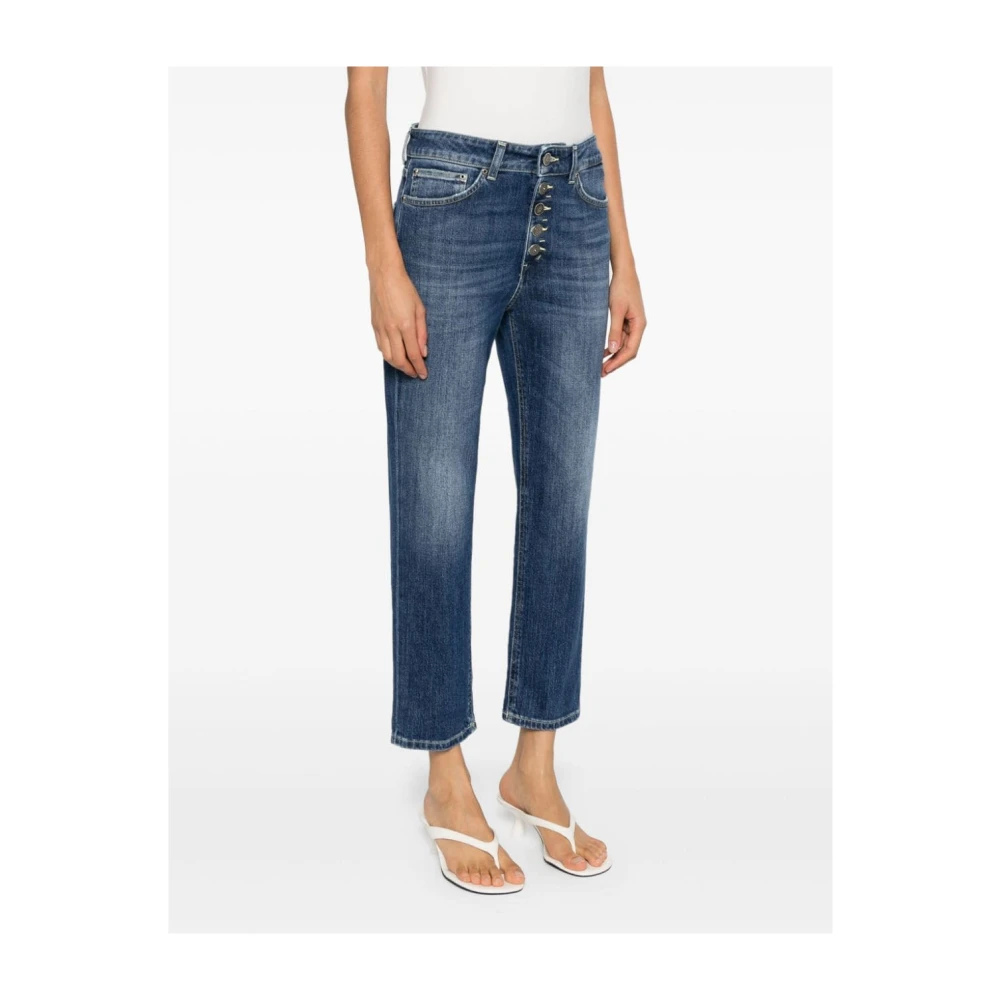 Dondup Blauwe Denim Jeans met Whiskering Effect Blue Dames