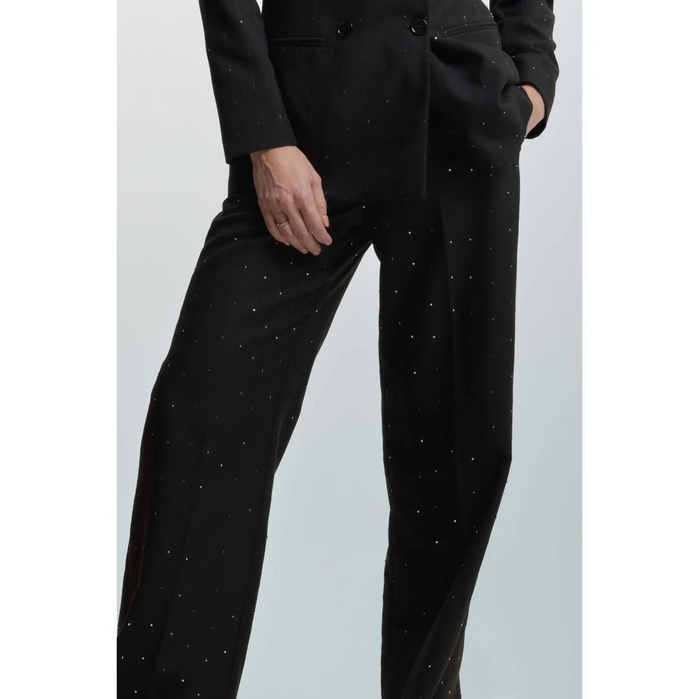 Kocca Rhinestone Straight Leg Trousers Black Dames