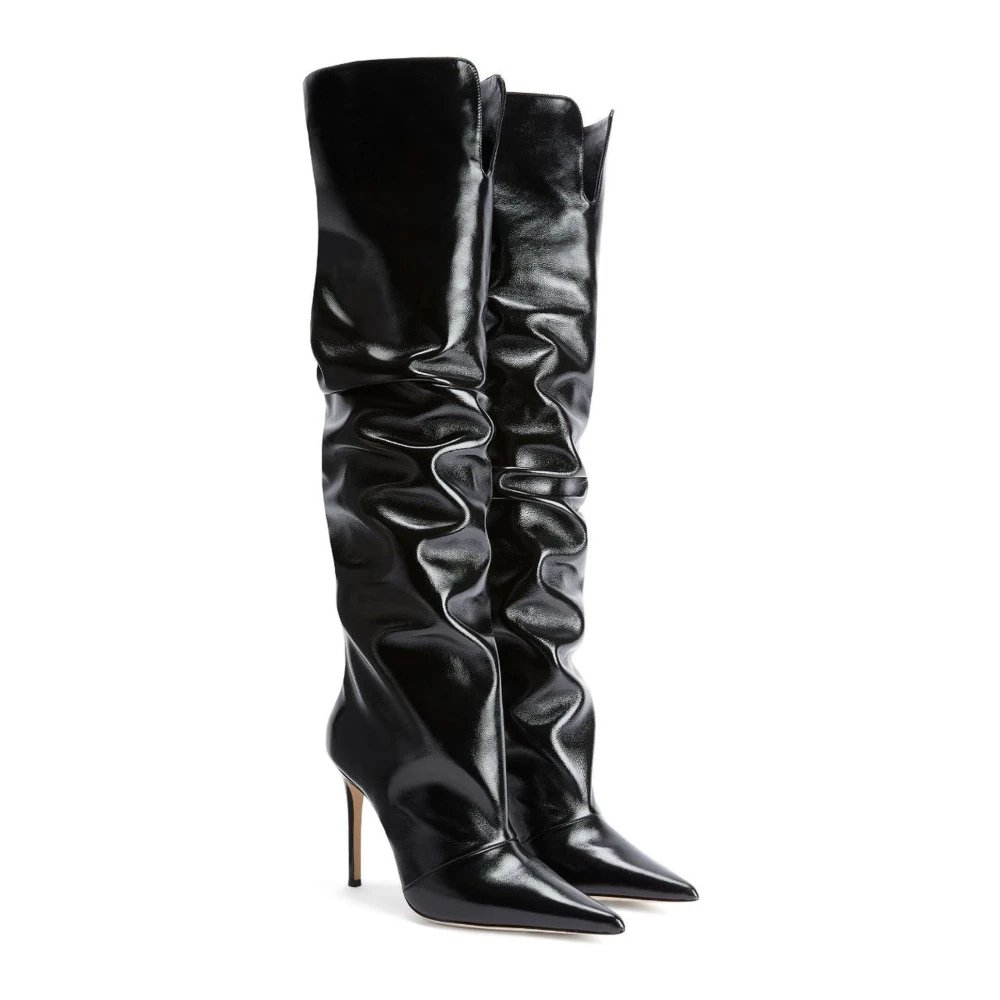 giuseppe zanotti Zwarte Gala Laarzen met Patentleren Effect Black Dames