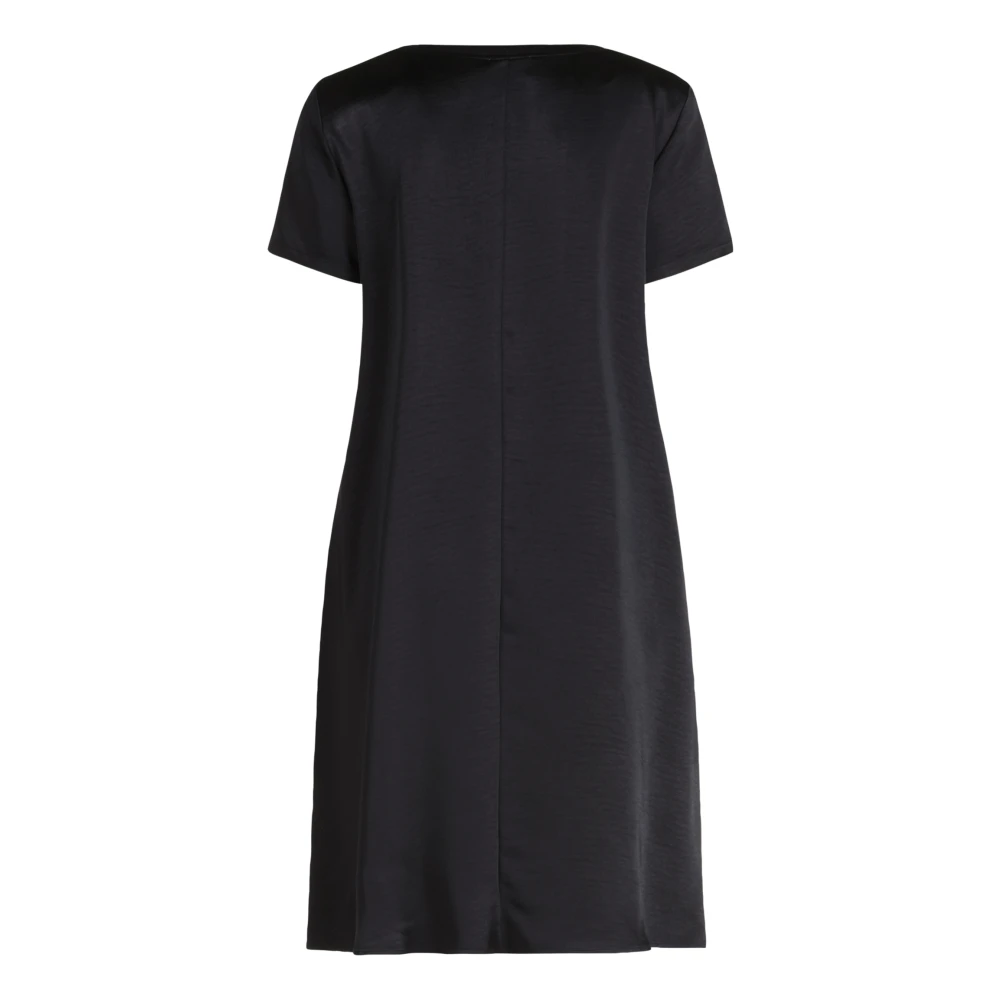 Vera Mont Casual Satin Dress with Ribbed Cuffs Black Dames