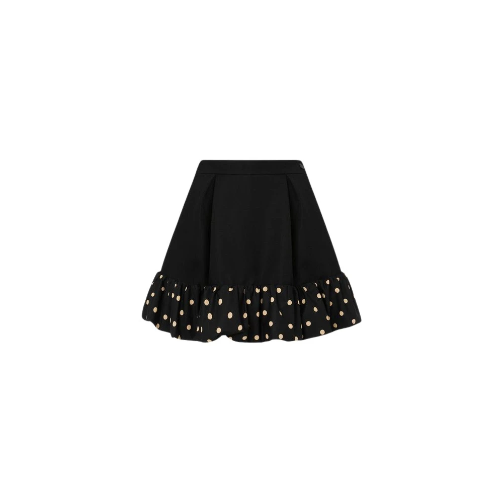 Moschino Women's Black Polka Dots Wool Blend Diagonal Miniskirt