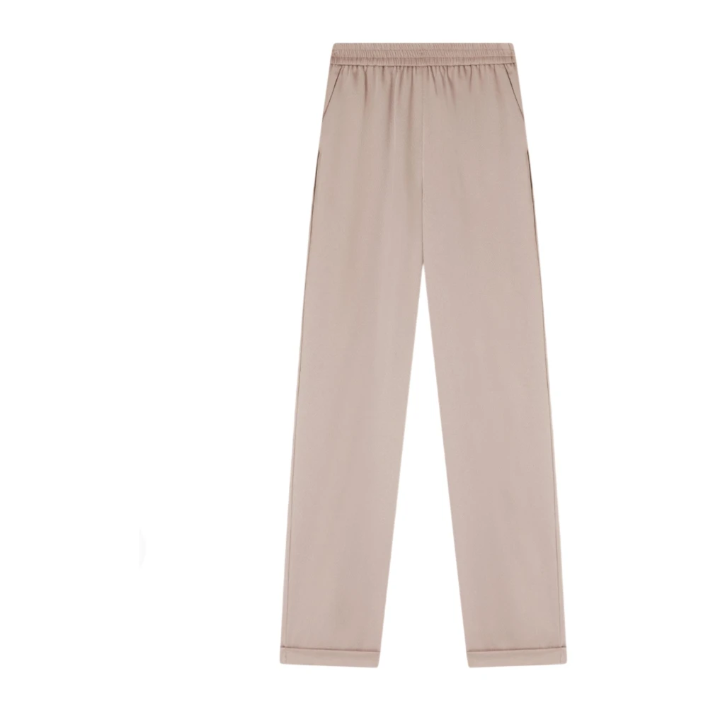 Emporio Armani Vrouw Beige Broeken Dames, S, Losvallende Crêpe Twill Broek