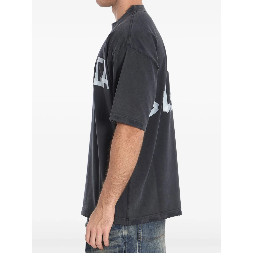Balenciaga Vintage Logo Print Katoenen T-shirt Black Heren