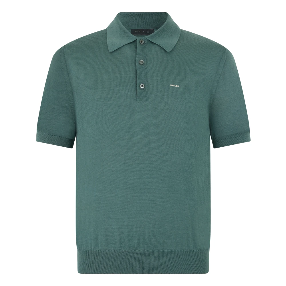Prada Men's Green Polo Shirts, Xl, Breathable Cotton Polo