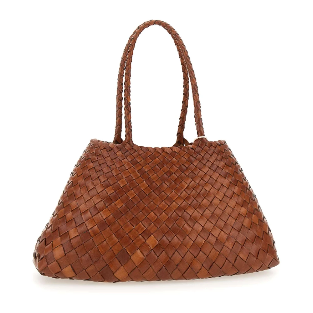 Dragon Diffusion Brown Handwoven Tobacco Leather Shoulder Bag - Female - Shopping Bags - One Size - Bags