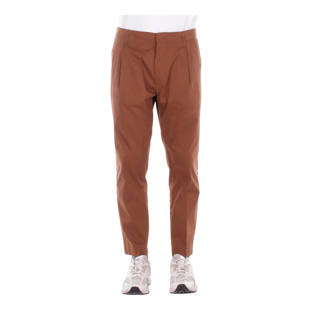 Dondup Brown Straight Trousers, Male, W36, Ben Carrot Poplin Trousers