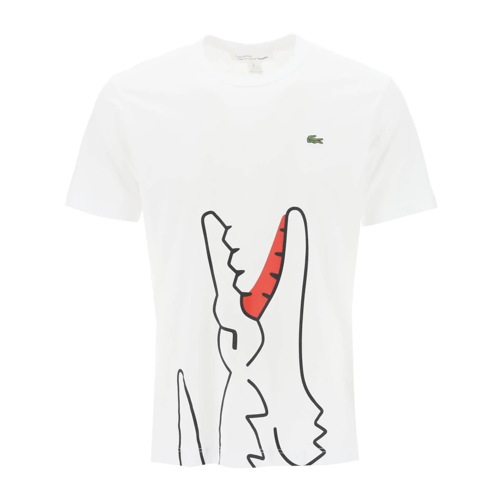 Comme des Garçons T-Shirt met Grafische Print uit de CdG x Lacoste Collectie White Heren