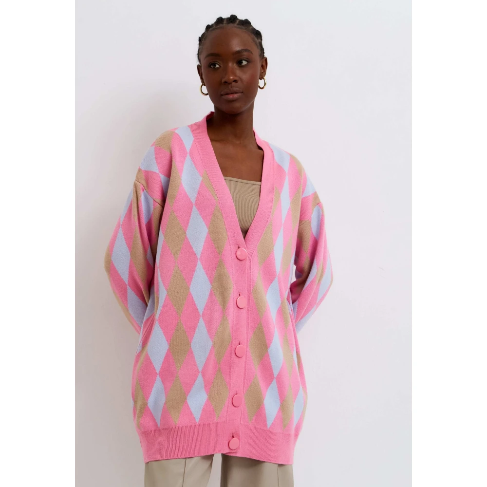 Cesare Gaspari Multicolor Button-Up Vest Roze Multicolor Dames