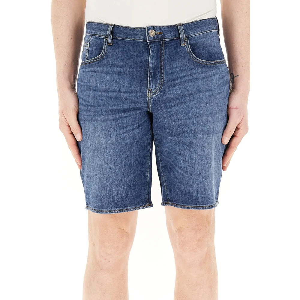 Armani Exchange Men's Blue Denim Shorts, W30, Light Denim Trousers For