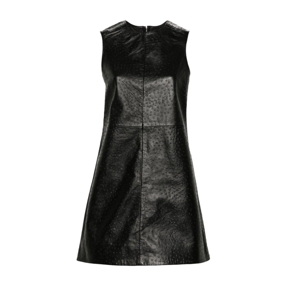 Remain Birger Christensen Korte Mouw Lederen Zwarte Top Black Dames