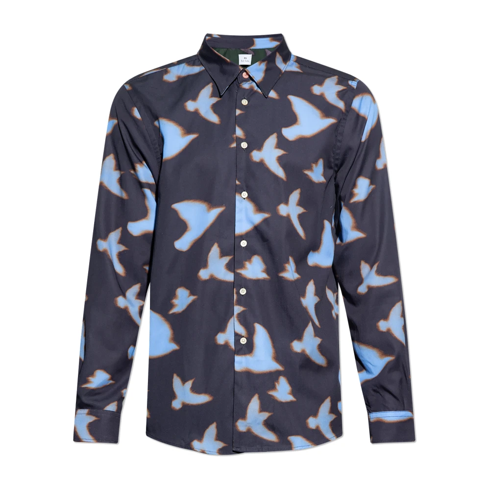 PS By Paul Smith Shirt met vogelmotief Blue Heren
