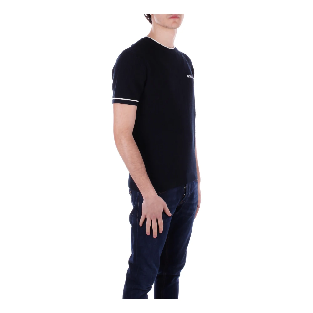 Guess Blauwe Logo Front Sweater Katoen Blue Heren